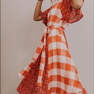 Roolee buffalo check red gingham patchwork floral midi dress small